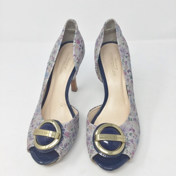 Jorge Bischoff Open Toe Blue Heel Pumps Sz Euro 34 - Picture 2 of 8